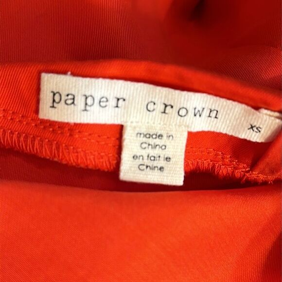 Paper Crown tomato red lyocell/cupro short sleeve off shoulder blouse - Picture 7 of 8
